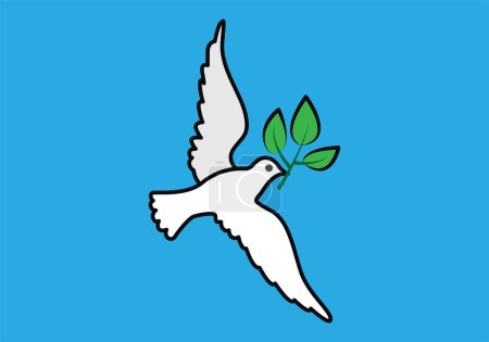 Dove flying with olive branch.