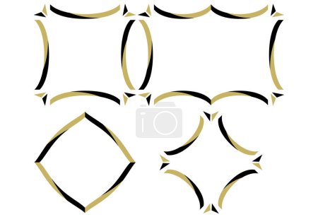 Illustration for Blue and gold bows frames icon sheet. - Royalty Free Image