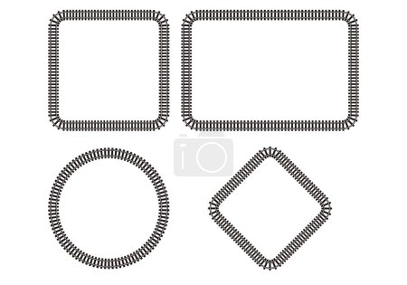 Illustration for Frame icon sheet made with train tracks. - Royalty Free Image