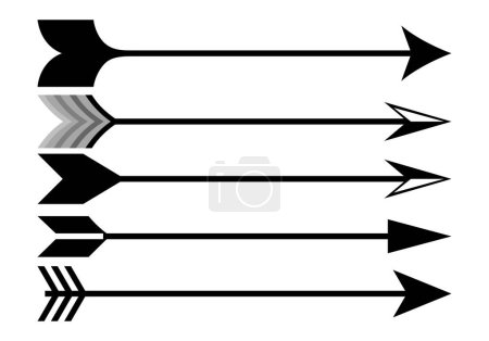 Feuille de flèches icônes noires sur fond blanc.