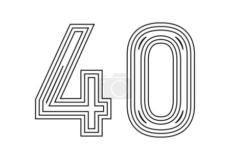 Number forty icon made with black strokes.