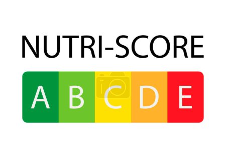 Nutritional score on a label on white background.