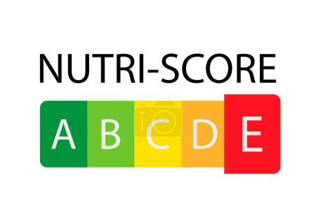 Téléchargez les illustrations : E score sur l'étiquette du score nutritionnel ou nutri score. - en licence libre de droit