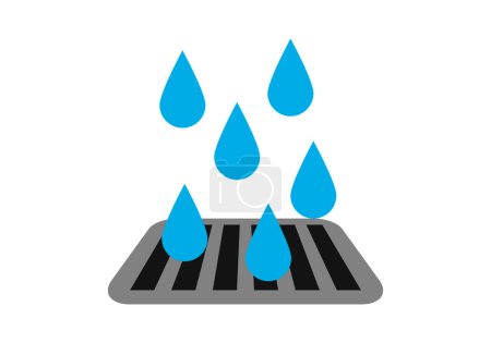 Sewer icon with water drops on white background.