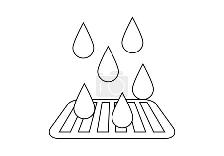Sewer icon with water drops on white background.
