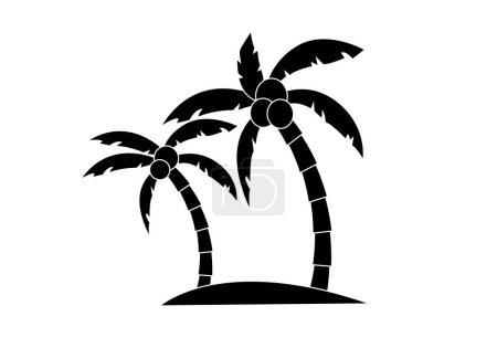 Black icon of two palm trees on an island.