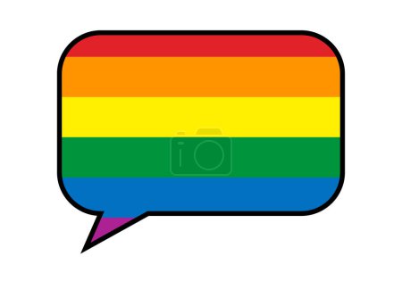 Speech bubble icon with lgbtiq pride flag.