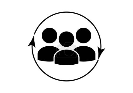 Black icon of group of people with ideas feedback.