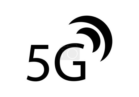 Smartphone 5g signal black icon.