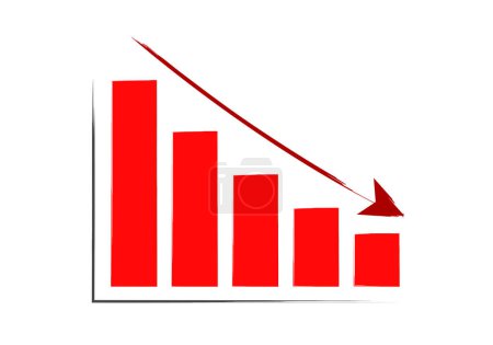 Illustration for Red graph icon falling due to a crisis. - Royalty Free Image