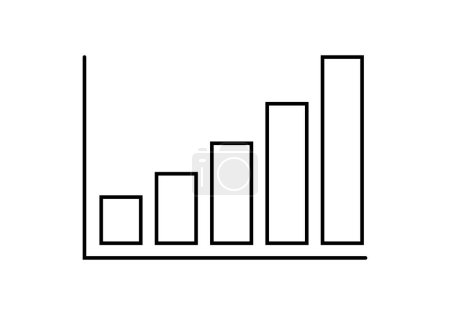 Black growing graph icon on white background.
