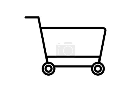 Black shopping cart icon on white background.