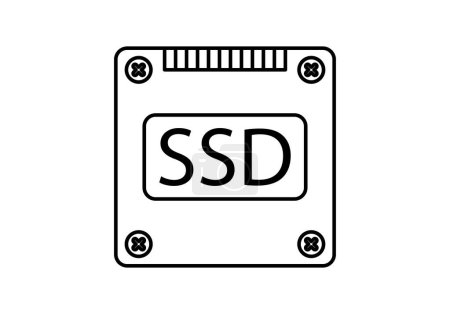 Illustration for SSD hard drive black icon. - Royalty Free Image