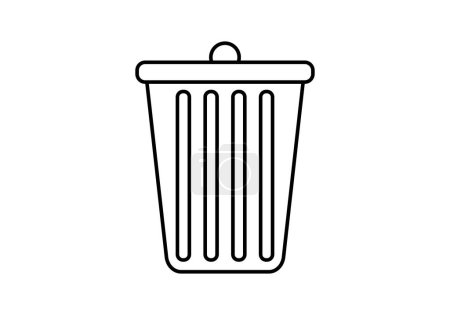 Illustration for Black trash can icon on white background. - Royalty Free Image