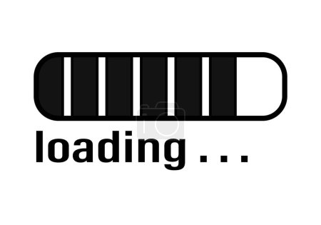 Black loading bar icon on white background.