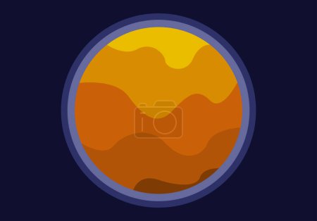 Orange planet on a dark blue background.