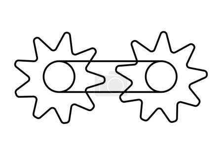 Black icon of chain joining two gears.