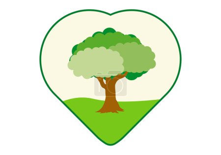 Téléchargez les illustrations : Coeur avec un arbre à l'intérieur pour l'amour de la nature. - en licence libre de droit