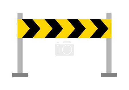 Fence or black arrow works sign on yellow background.
