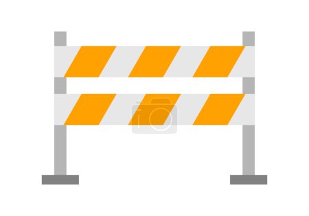 Valla o barrera de advertencia para calles cerradas por obras, naranja y blanco.