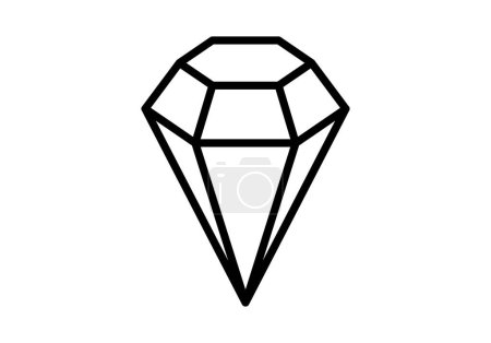 Diamante negro o icono de gema sobre fondo blanco.