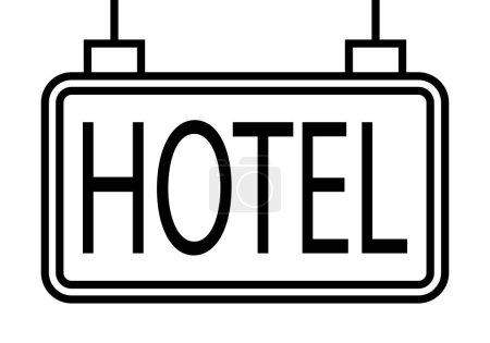 Panneau d'hôtel icône noire sur fond blanc.