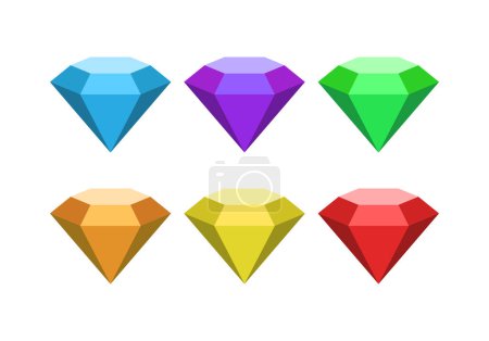 Feuille d'icônes de pierres précieuses de différentes couleurs.