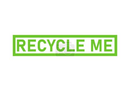 Grüner Aufkleber mit dem Wort Recycling auf weißem Hintergrund.