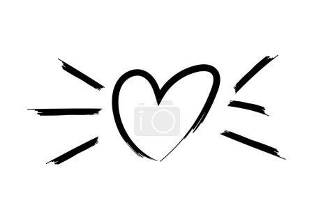 Icono corazón negro hecho con pincelada.