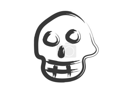 Icono de cráneo negro hecho con pincelada.