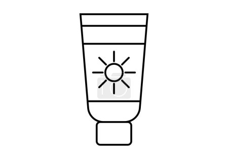 Sonnencreme Flasche Symbol auf weißem Hintergrund.