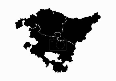 Carte noire du Pays Basque sur fond blanc.