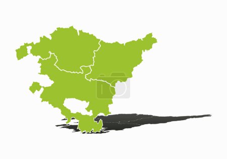 Carte verte du Pays Basque sur fond blanc.