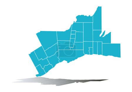Toronto blue map on white background.