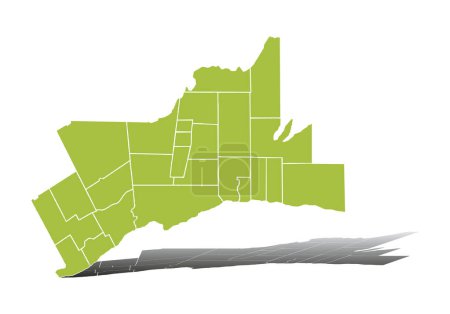 Grüne Karte von Toronto auf weißem Hintergrund.