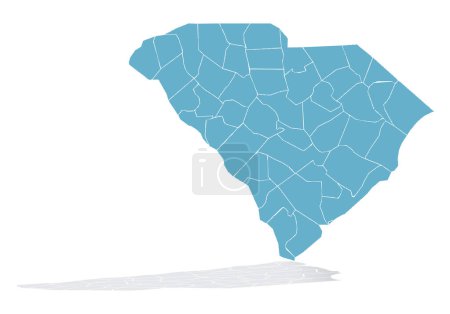 Ilustración de Mapa azul de Carolina del Sur sobre fondo blanco. - Imagen libre de derechos