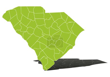 Ilustración de Mapa verde de Carolina del Sur sobre fondo blanco. - Imagen libre de derechos