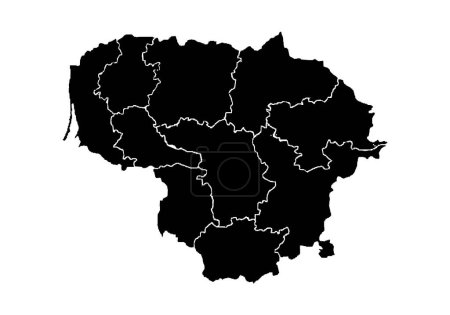 Black map of Lithuania on white background.
