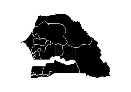 Black map of Senegal on white background.
