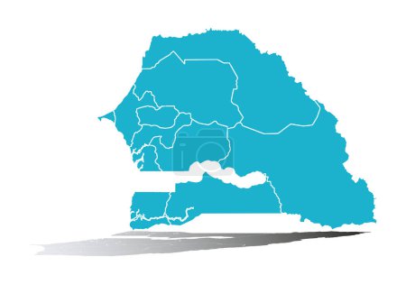 Blue map of Senegal on white background.