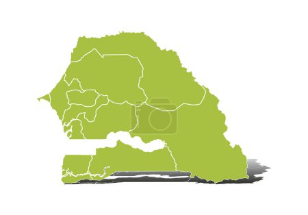 Green map of Senegal on white background.