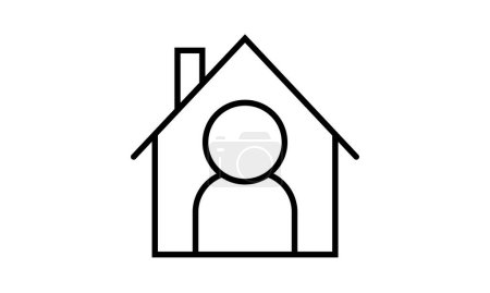 Black icon of house with user profile.