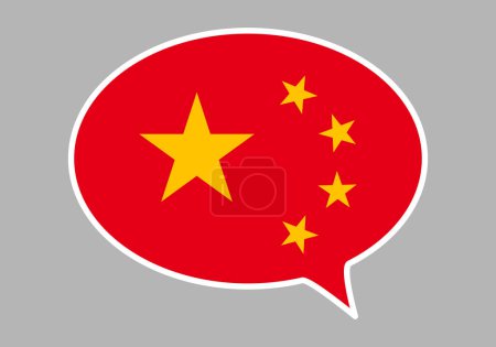 Bulle de discours chinois mandarin avec drapeau chinois.