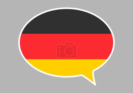 Téléchargez les illustrations : Bulle de discours germanophone avec drapeau allemand. - en licence libre de droit