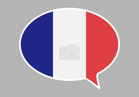 Bulle de discours francophone avec drapeau de la France.