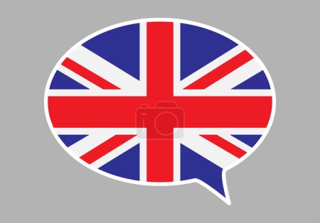 Bulle de discours anglophone avec drapeau du royaume uni.