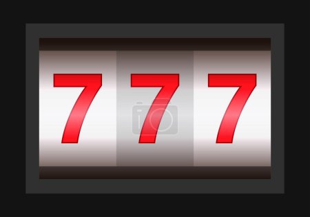 Slot machine background with three numbers seven.