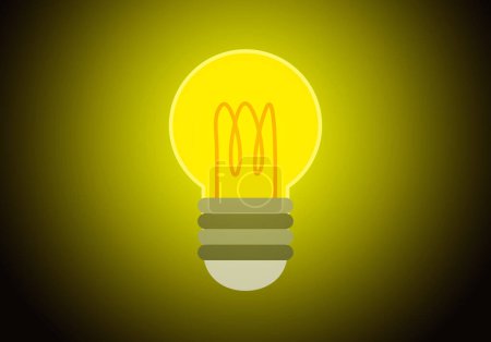 Lighted light bulb on a dark background.