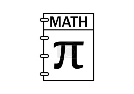 Schwarzes Mathe-Notizbuch-Symbol auf weißem Hintergrund.