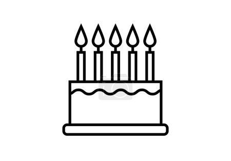 Illustration for Black icon of birthday cake with candles. - Royalty Free Image